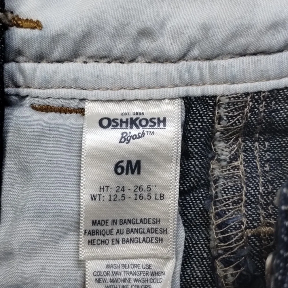 OshKosh B'gosh Denim Shortalls Overalls Dark Wash Size 6M